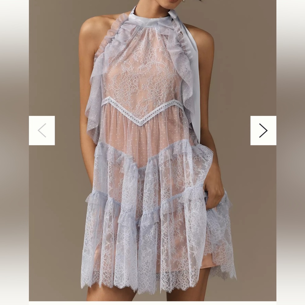 By Anthropologie Lace Tunic Halter Dress XXS NWT 🩵👗